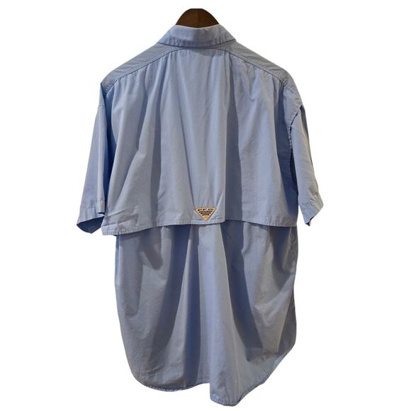 Columbia SPF 50 Vented Caped Fishing Hiking Outdoor Shirt Light Blue Mens Large - Picture 4 of 9